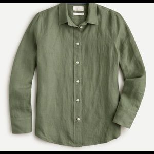 Green Irish Linen J. Crew Shirt
